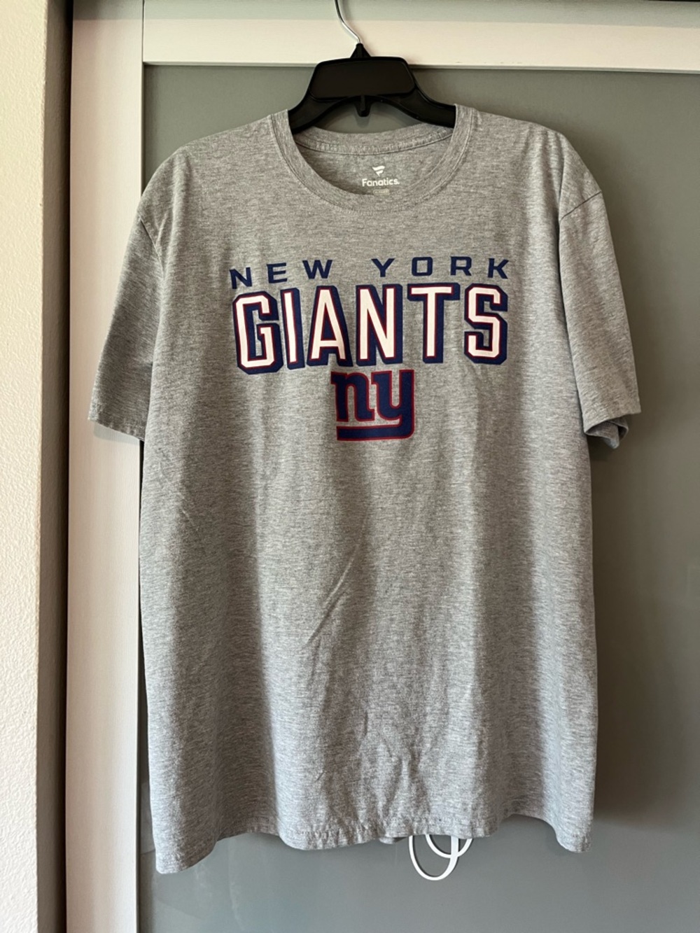 New York GIANTS MENS Fanatics Heather Gray Crew Neck Logo Tee 103
